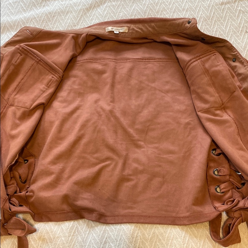 Moussy coral pink  Lace-Up Suede Utility Jacket - Picture 12 of 12